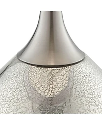 Possini Euro Design Modern Table Lamp 30 1/2" Tall with Usb Dimmer Mercury Glass Double Drum Shade for Bedroom Living Room House Bedside Nightsta