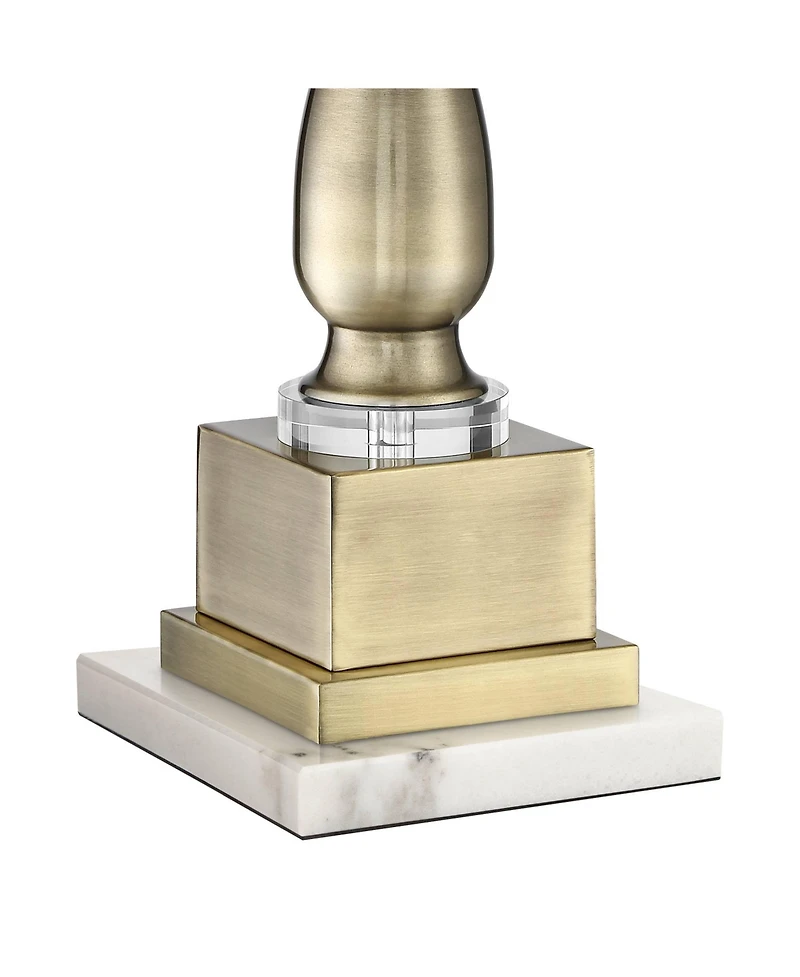 Possini Euro Design Doris Traditional Table Lamp with Marble Riser 30 1/2" Tall Brass stick Openwork Double Drum Shades for Living Room