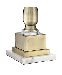 Possini Euro Design Doris Traditional Table Lamp with Marble Riser 30 1/2" Tall Brass stick Openwork Double Drum Shades for Living Room
