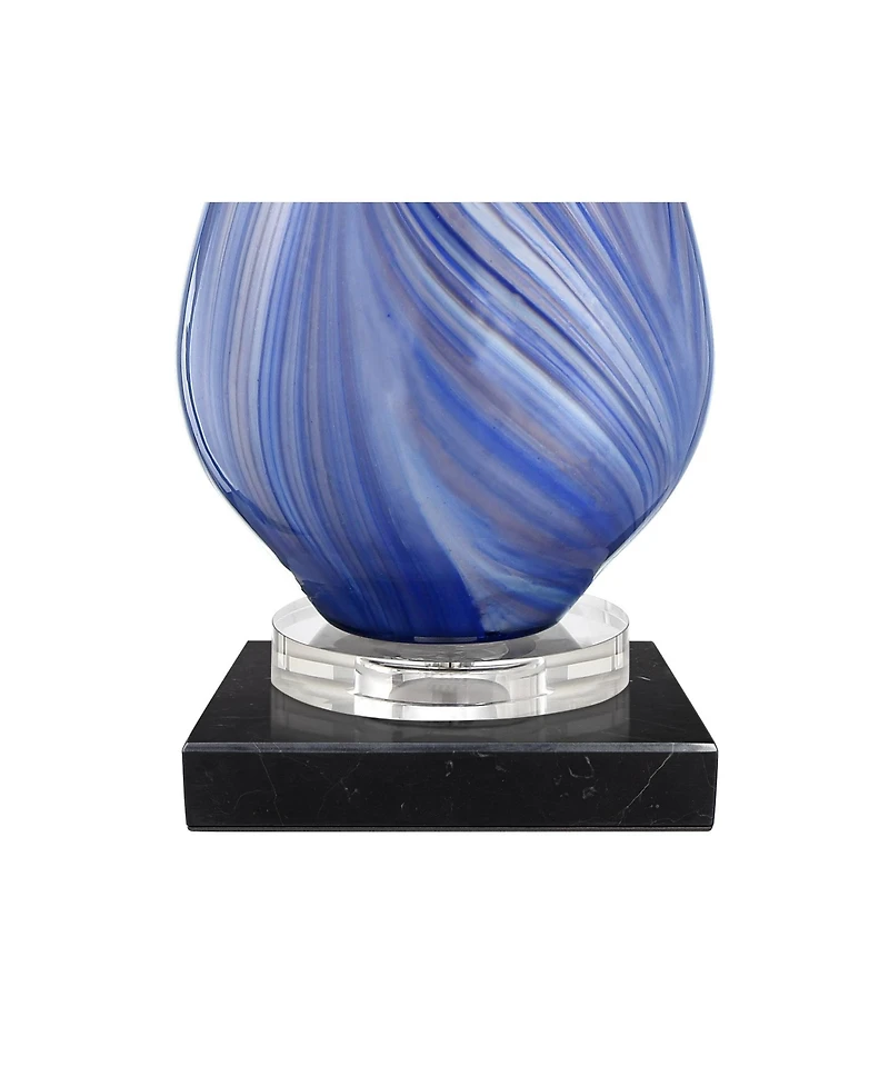 Possini Euro Design Taylor Modern Table Lamp with Square Marble Riser 29" Tall Art Glass Shade for Bedroom Living Room Nightstand