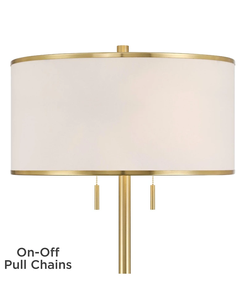 Possini Euro Design Bellini Modern 65" Tall Standing Floor Lamp with Tray Table Usb Port Pull Chain Gold Metal Faux Marble Finish