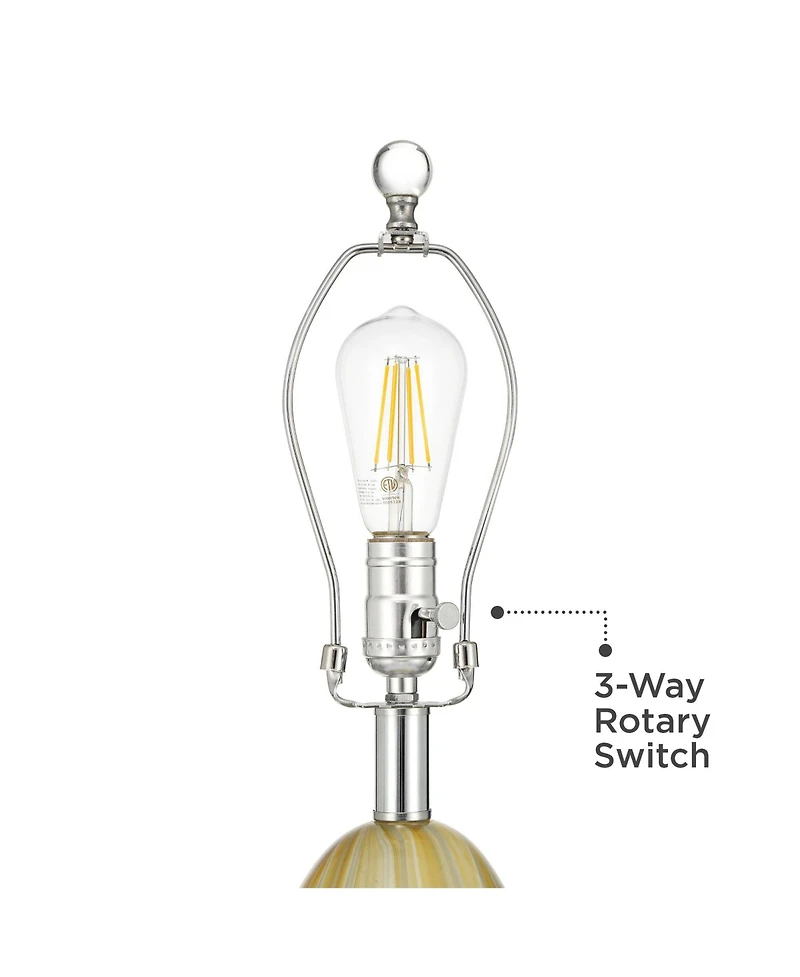 Possini Euro Design Pablo 27" Tall Modern 3-Way Table Lamp Vortex Finish Art Glass Single Shade Living Room Bedroom Bedside