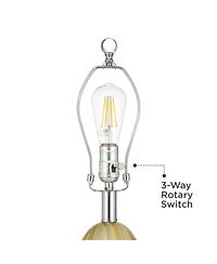 Possini Euro Design Pablo 27" Tall Modern 3-Way Table Lamp Vortex Finish Art Glass Single Shade Living Room Bedroom Bedside