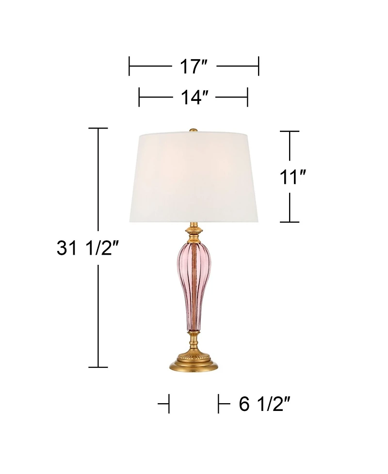 Possini Euro Design Clarrissa 31 1/2" Tall Fluted Vase Large Traditional End 3-Way Table Lamp Brass Finish Glass Single Living Room