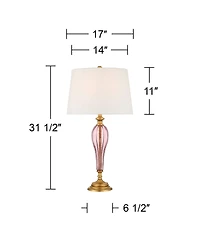 Possini Euro Design Clarrissa 31 1/2" Tall Fluted Vase Large Traditional End 3-Way Table Lamp Brass Finish Glass Single Living Room