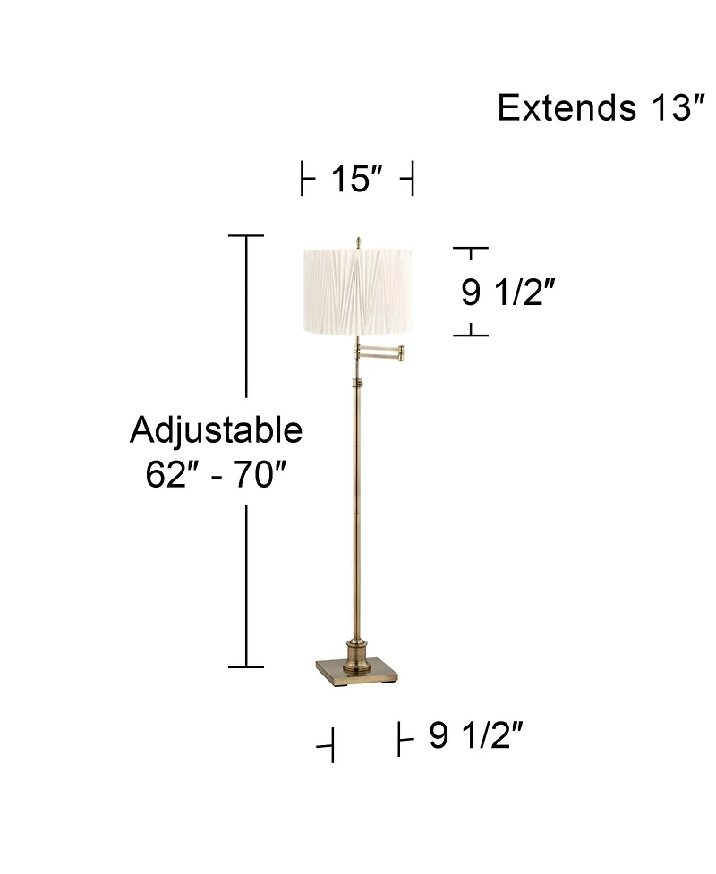 360 Lighting Westbury Modern 70" Tall Standing Floor Lamp Metal Brass Finish Linen Diamond Pleated