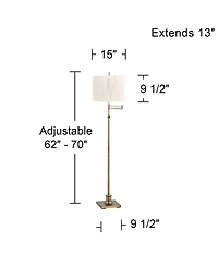 360 Lighting Westbury Modern 70" Tall Standing Floor Lamp Metal Brass Finish Linen Diamond Pleated