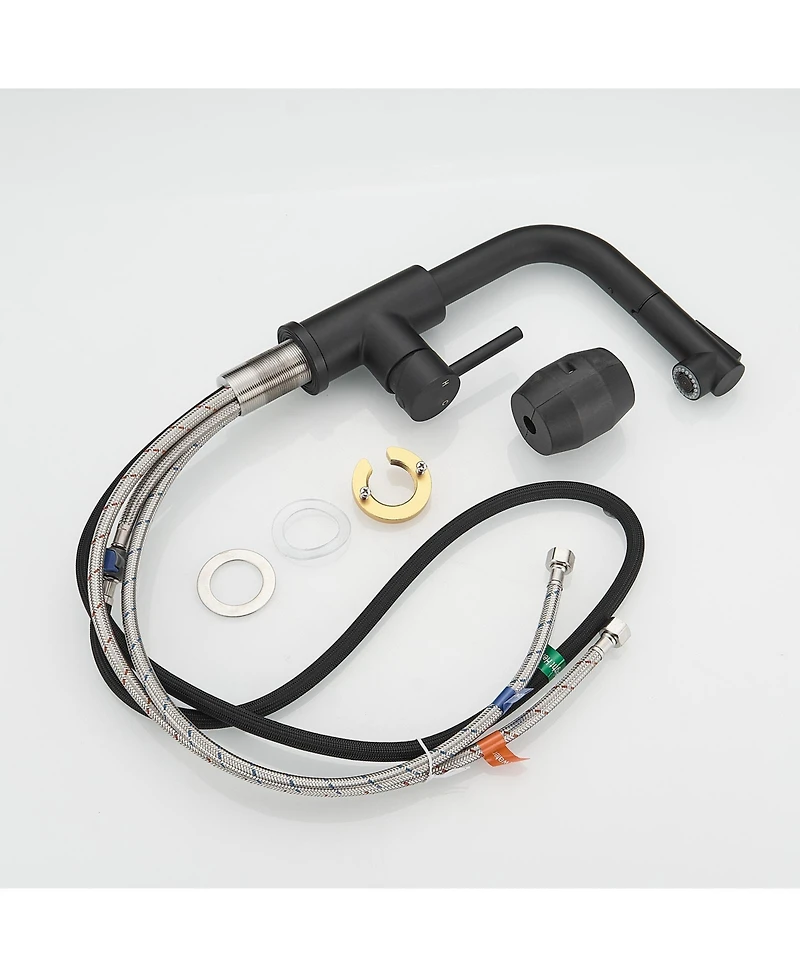 Busdays Sink Faucet, Black Kitchen Faucets with Pull out Sprayer, Bathroom Sink Faucets Mini Bar Prep Faucet