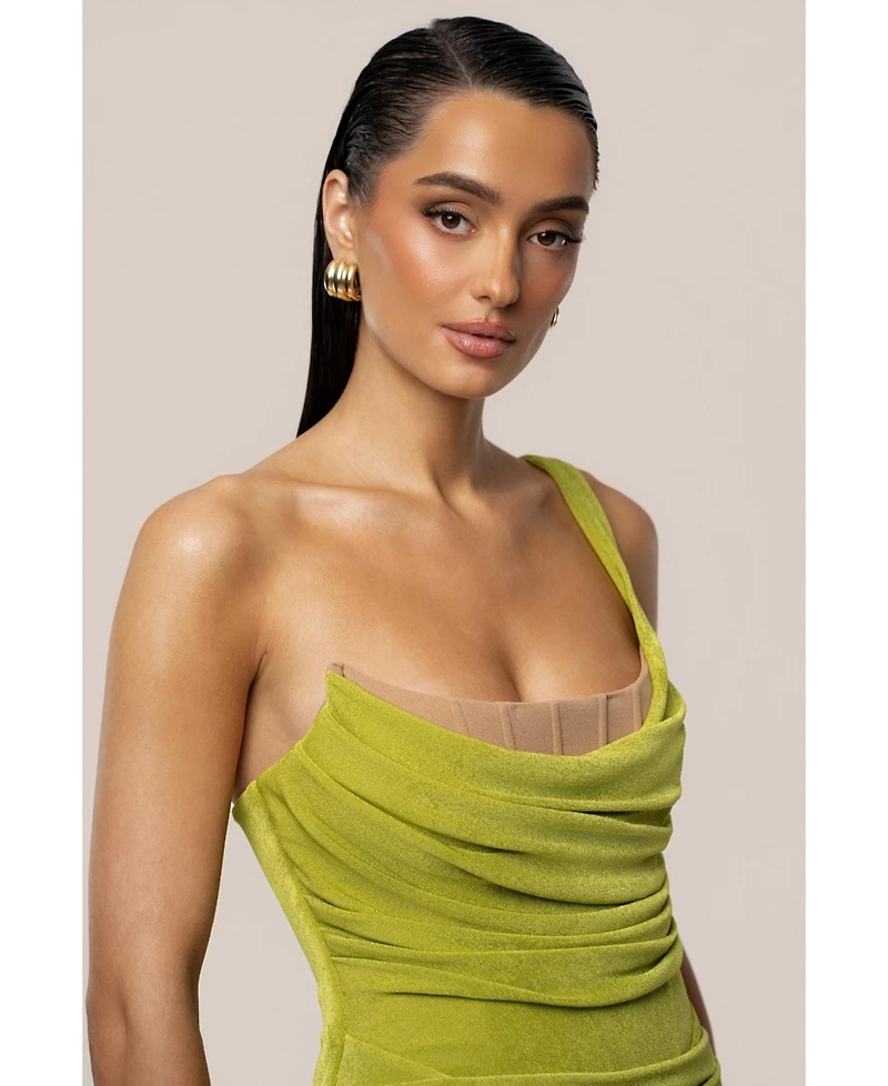 Jluxlabel Women's Slinky Krishna One Shoulder Maxi Dress