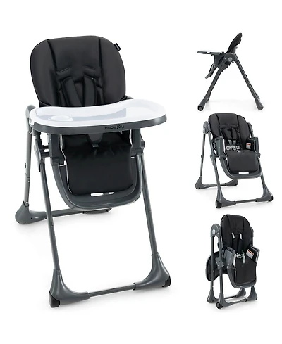 Gymax Toddler High Chair w/ 7 Height and 3 Footrest Adjustable Cup holder 2 Wheels
