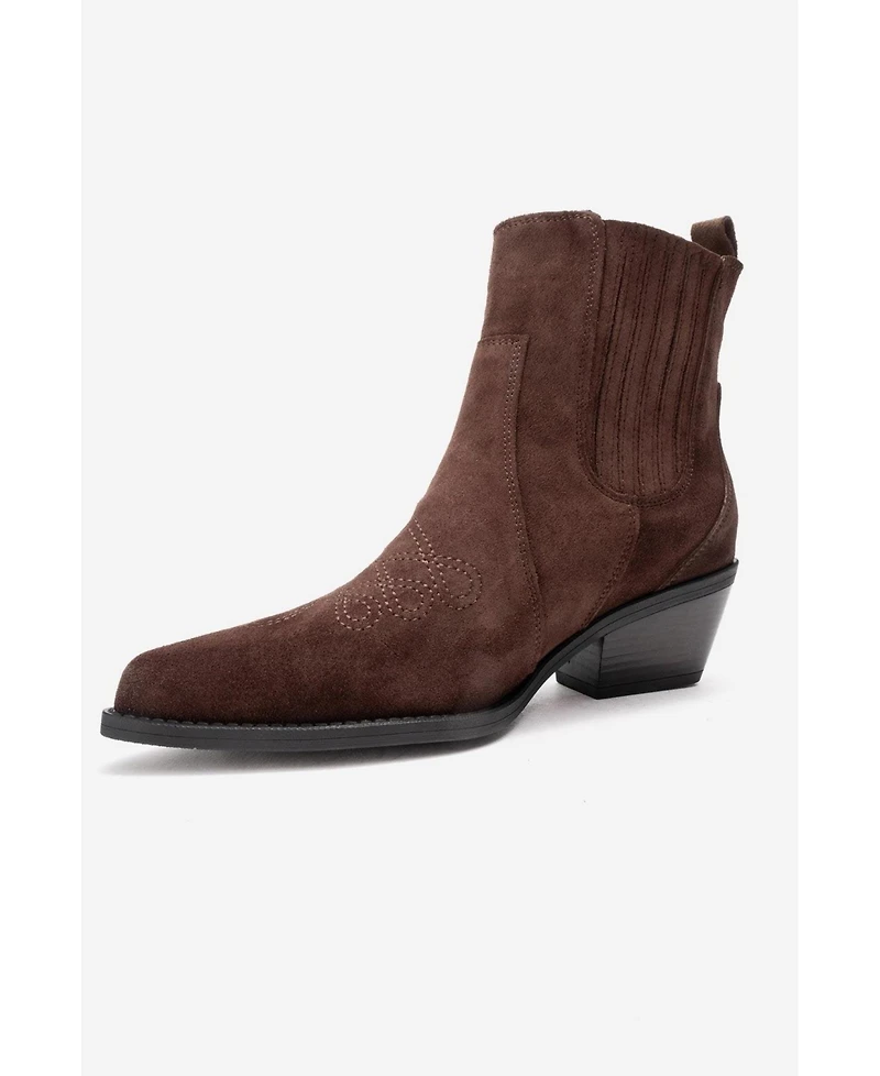 Forever & Always Shoes Women's Julieta Leather Block Heel Western Boot