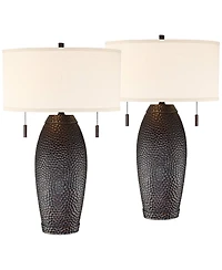 Franklin Iron Works Noah 31" Tall Vase Farmhouse Rustic End Table Lamps Set of 2