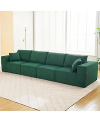 gaomon 137" Cloud Sectional Sofa, Modular Linear Couch, Corduroy Fabric, No Assembly, Convertible Sleeper