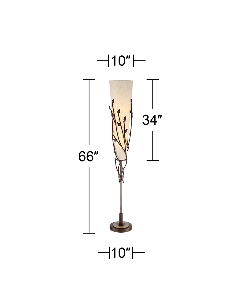 Franklin Iron Works Folia Industrial Rustic 66" Tall Floor Lamp Smart Socket