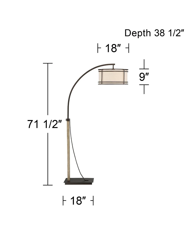 Franklin Iron Works Gentry Industrial Rustic 71 1/2" Tall Arc Floor Lamp with Smart Socket