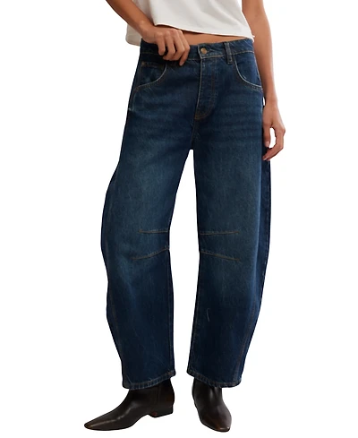 Free People Women's We The Good Luck Mid-Rise Barrel Jeans
