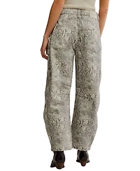 Free People Women's Mid-Rise Printed Barrel Jeans