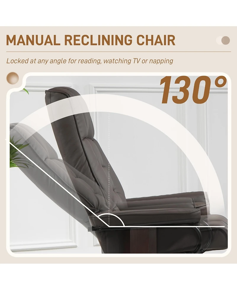 Homcom Swivel Recliner with Ottoman, Faux Leather Reclining Chair, Gray