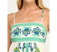 Row A Women's Sleeveless Tie Back Border Printed Dress