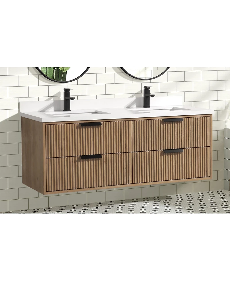 Ari Bath Diego 55" Floating Bathroom Vanity Weathered Fir