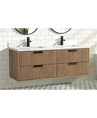 Ari Bath Diego 55" Floating Bathroom Vanity Weathered Fir
