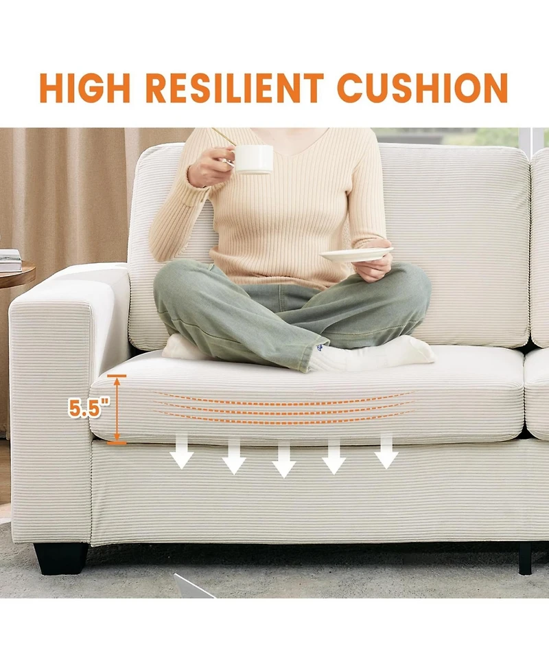 gaomon 84" Oversized Corduroy Loveseat