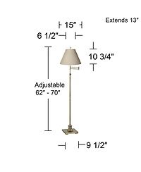 360 Lighting Swing Arm Floor Lamp 70" Tall Antique Brass Fine Burlap Cotton Blend Fabric Empire Shade for Living Room Reading Office