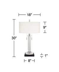 Possini Euro Design Cadence Modern Table Lamp with Square Marble Riser 30" Tall Glass Column Shade for Bedroom Living Room Bedside Office