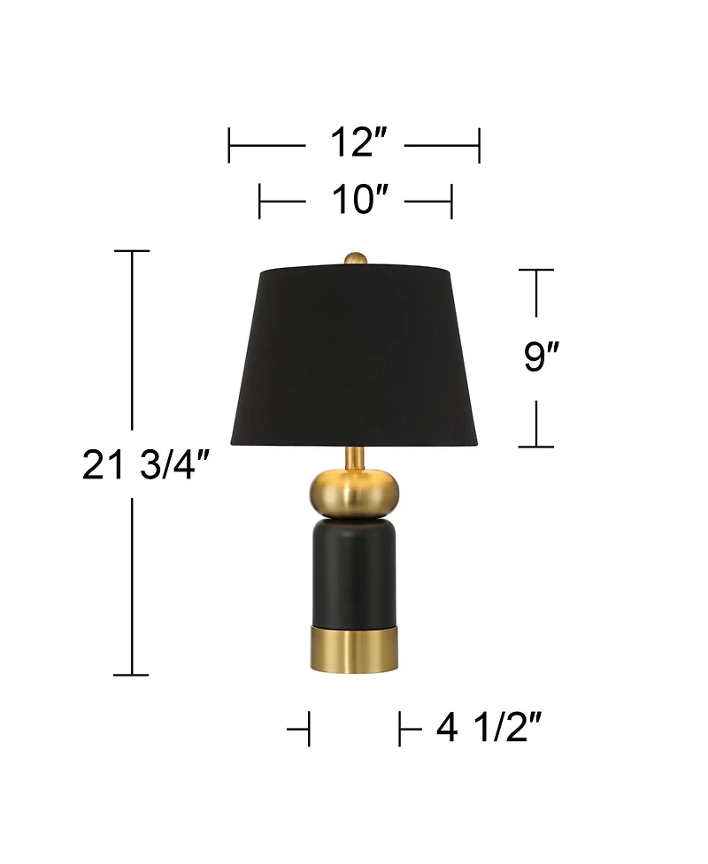 360 Lighting Anthem 21 3/4" High Small Modern Accent Table Lamp Brass Finish Metal Single Shade Living Room Bedroom
