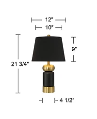 360 Lighting Anthem 21 3/4" High Small Modern Accent Table Lamp Brass Finish Metal Single Shade Living Room Bedroom