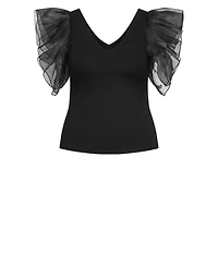 City Chic Plus size Sierra Ruffle Sleeve Top