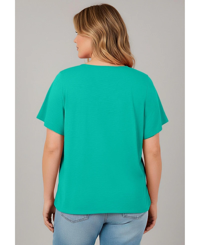 Avenue Women's Knit Lace Yoke Tee