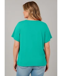 Avenue Women's Knit Lace Yoke Tee