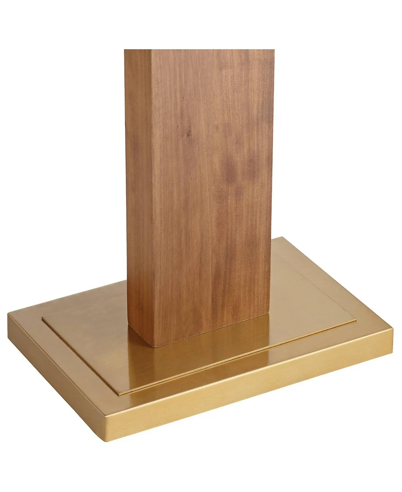 Possini Euro Design Walnut Grove Mid Century Modern 64" Tall Standing Floor Lamp Column with Dimmer Solid Wood Walnut Finish