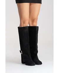 Forever & Always Shoes Women's Lojo Leather Block Heel Boot