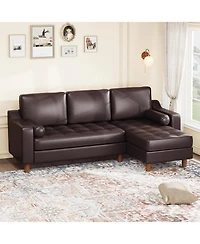gaomon 89" L-Shaped Sofa with Chaise, Mid-Century Modern 3-Seater Couch