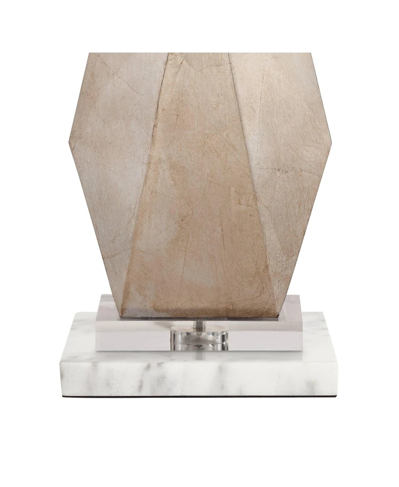 Possini Euro Design Modern Table Lamp with Marble Riser 32 1/2" Tall Sculptural Champagne Gold Drum Shade for Bedroom Living