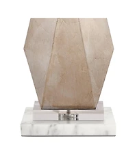 Possini Euro Design Modern Table Lamp with Marble Riser 32 1/2" Tall Sculptural Champagne Gold Drum Shade for Bedroom Living