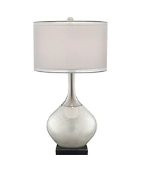 Possini Euro Design Swift Modern Table Lamp with Square Marble Riser 30 1/2" Tall Glass Chrome Drum Shade for Bedroom Living Room House Home