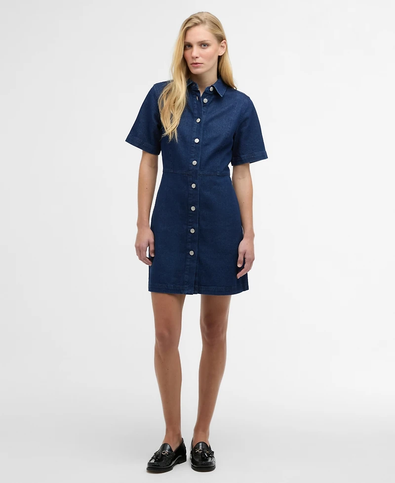Barbour Women's Maia Pointed-Collar Mini Denim Dress