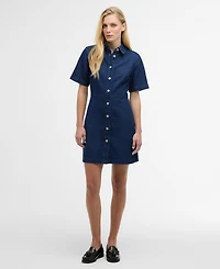 Barbour Women's Maia Pointed-Collar Mini Denim Dress