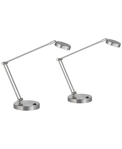 360 Lighting Jarrett 19" High Small Modern Desk Lamps Set of 2 Adjustable Led Satin Nickel Finish Metal Home Office
