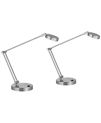 360 Lighting Jarrett 19" High Small Modern Desk Lamps Set of 2 Adjustable Led Satin Nickel Finish Metal Home Office