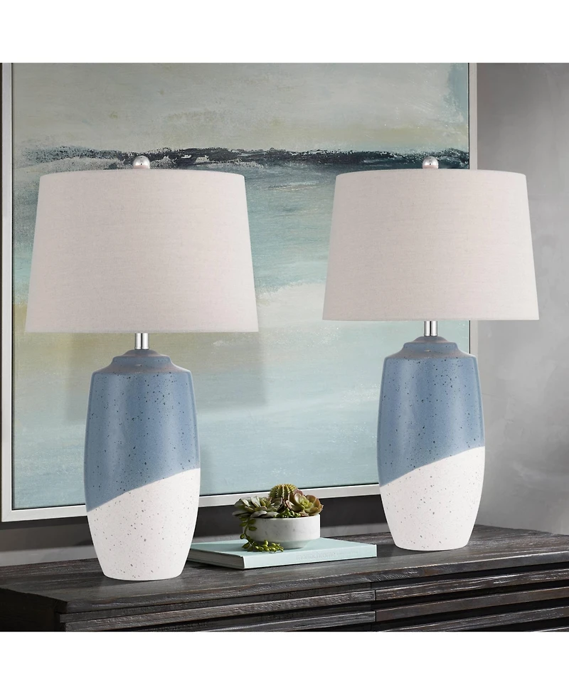 360 Lighting Aegean 28" Tall Coastal Modern Table Lamps Set of 2 Ceramic Shade Living Room Bedroom Bedside