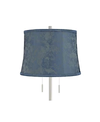 360 Lighting Abba Modern Tall Standing Floor Lamp Twin Pull Chain Metal Brushed Steel Finish Drum Nagano