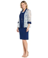 Rm Richards Women's Printed Jacket & Crewneck Dress, 2-Piece Set