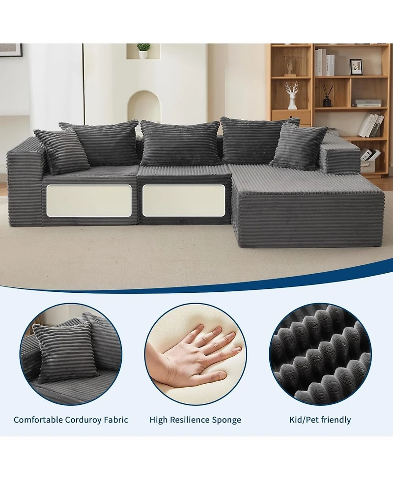 gaomon 106" Cloud Sectional Sofa with Chaise, Memory Foam Modular Couch, Right Facing, No Assembly