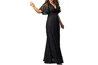 Kiyonna Women's Luminous Sequin Lace Evening Gown with Pockets