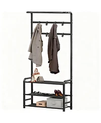 Yigii Coat Rack Storage Shelf Hall Tree Hooks Entryway Clothes Hanger Stand Metal