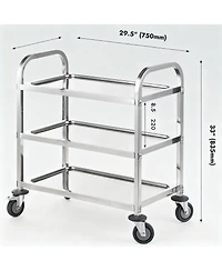 Yigii Stainless Steel Utility Cart Locking Casters Removable Shelf Kitchen Restaurant